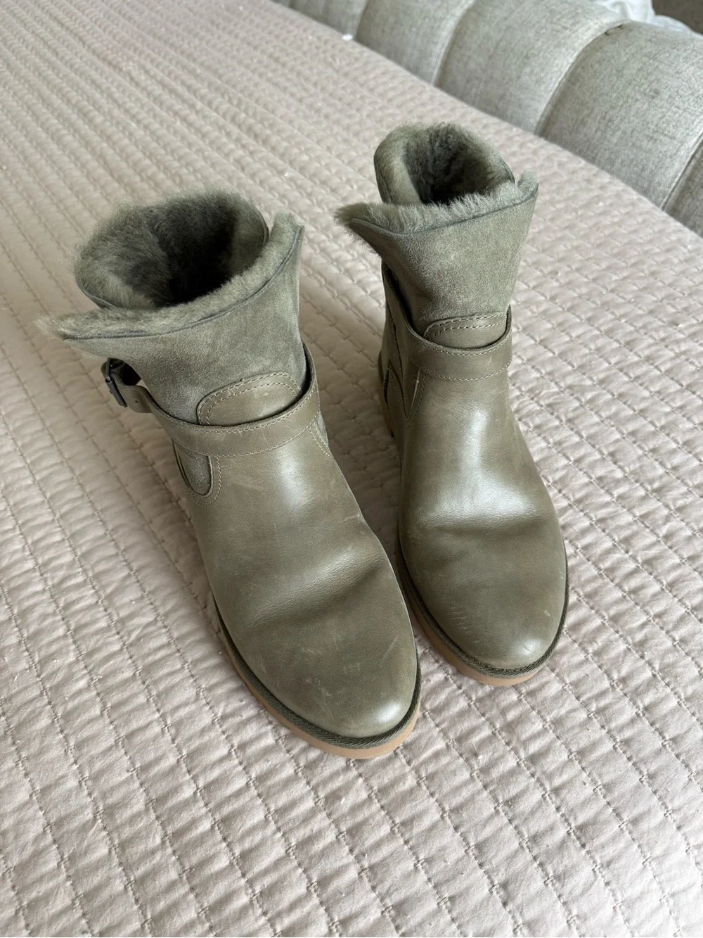 UGG Olive Green Shearling Cuff Boots